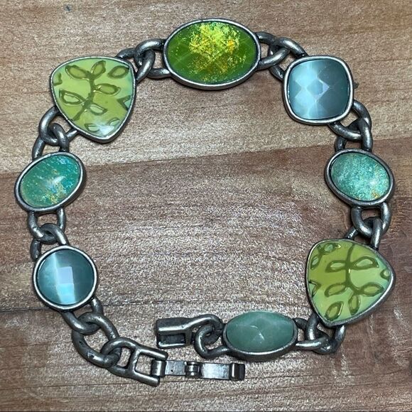 Pewter and green enamel bracelet - Picture 5 of 12